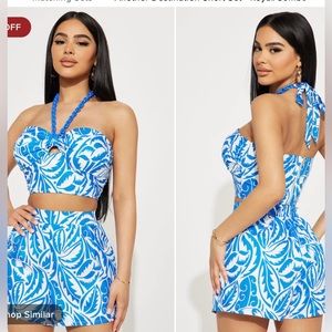 Another Destination Short Set - Royal/combo